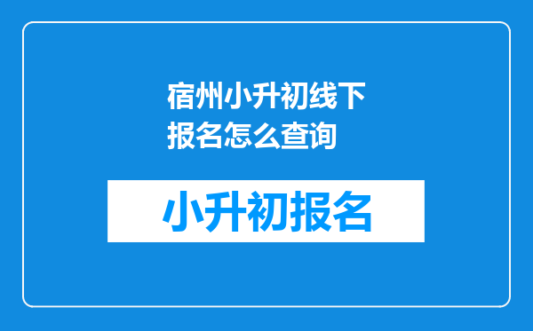 宿州小升初线下报名怎么查询