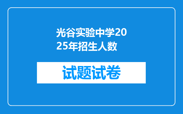 光谷实验中学2025年招生人数