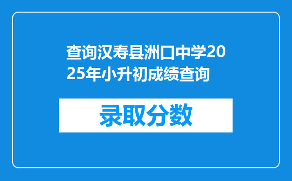 查询汉寿县洲口中学2025年小升初成绩查询