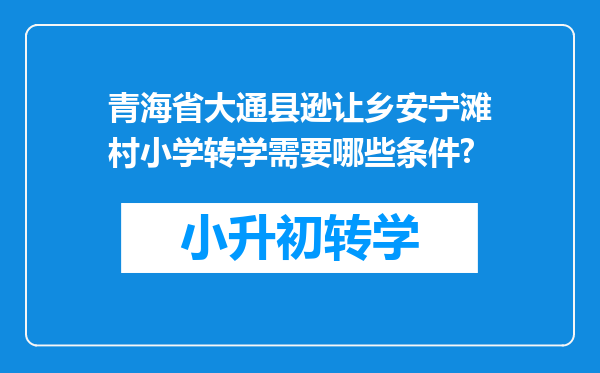 青海省大通县逊让乡安宁滩村小学转学需要哪些条件?