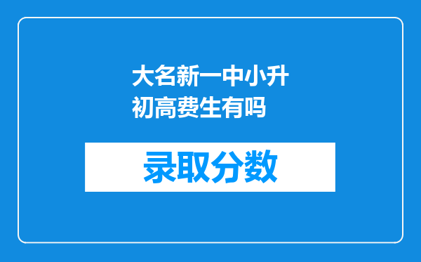 大名新一中小升初高费生有吗