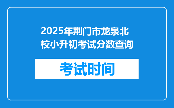 2025年荆门市龙泉北校小升初考试分数查询