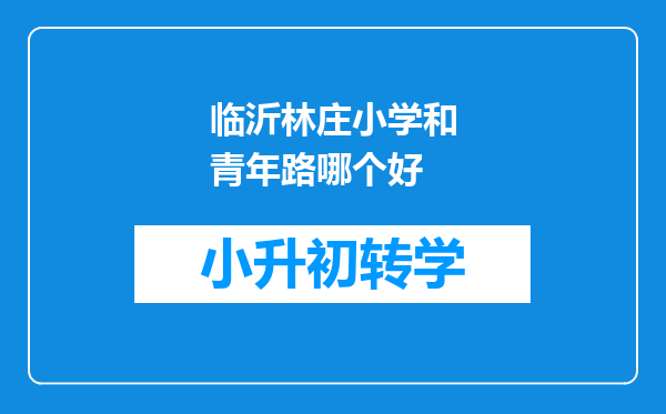 临沂林庄小学和青年路哪个好