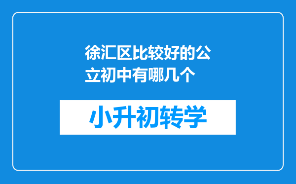 徐汇区比较好的公立初中有哪几个