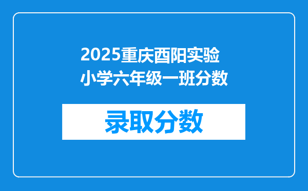 2025重庆酉阳实验小学六年级一班分数