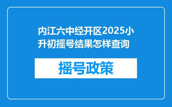 内江六中经开区2025小升初摇号结果怎样查询