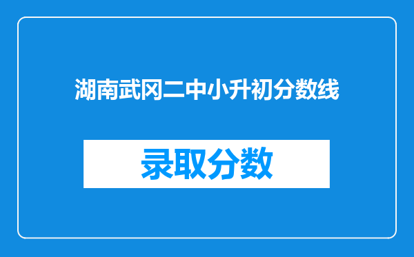 湖南武冈二中小升初分数线