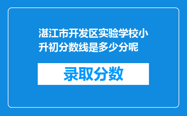 湛江市开发区实验学校小升初分数线是多少分呢