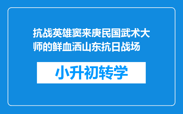 抗战英雄窦来庚民国武术大师的鲜血洒山东抗日战场