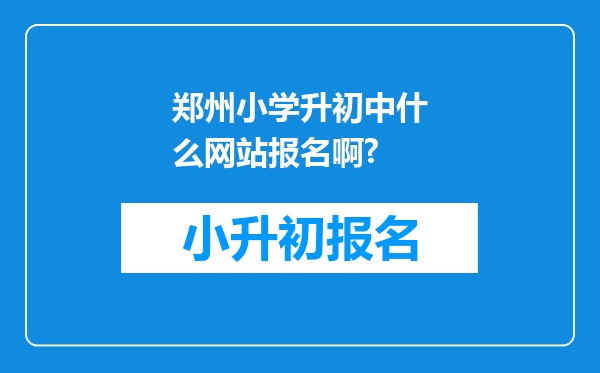 郑州小学升初中什么网站报名啊?