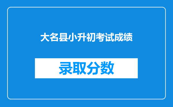 大名县小升初考试成绩