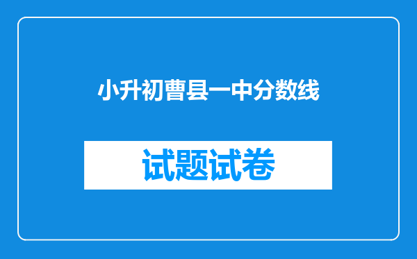 小升初曹县一中分数线