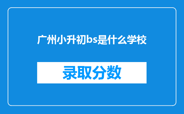 广州小升初bs是什么学校