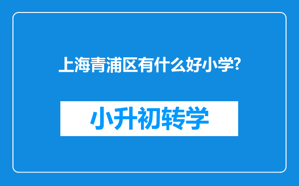 上海青浦区有什么好小学?