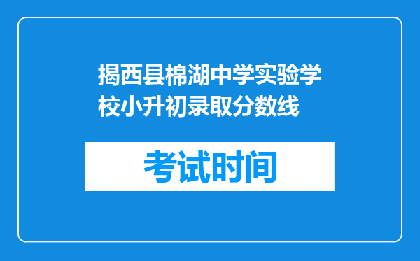 揭西县棉湖中学实验学校小升初录取分数线