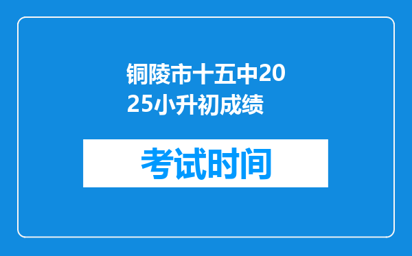 铜陵市十五中2025小升初成绩