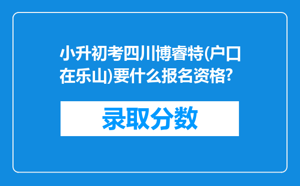 小升初考四川博睿特(户口在乐山)要什么报名资格?