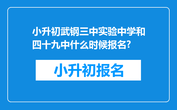 小升初武钢三中实验中学和四十九中什么时候报名?