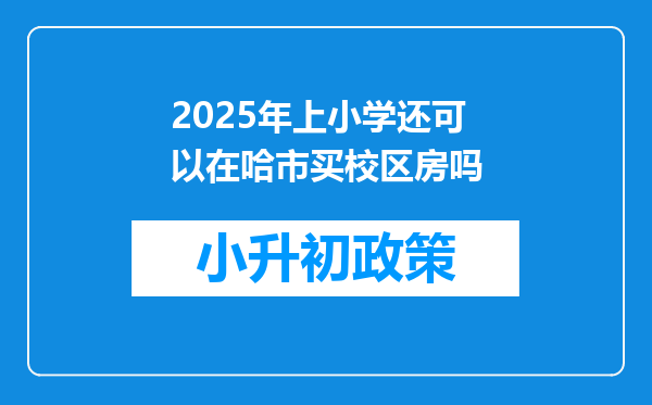 2025年上小学还可以在哈市买校区房吗