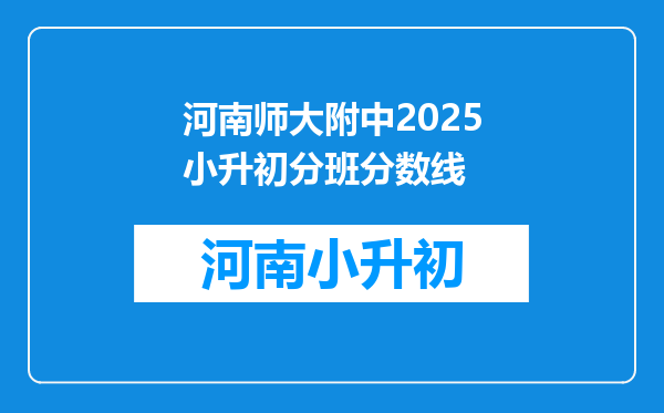 河南师大附中2025小升初分班分数线