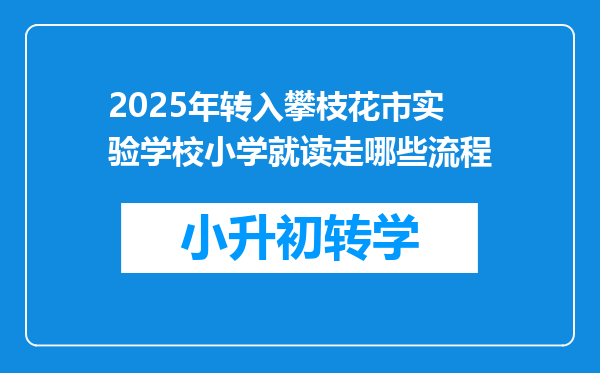 2025年转入攀枝花市实验学校小学就读走哪些流程