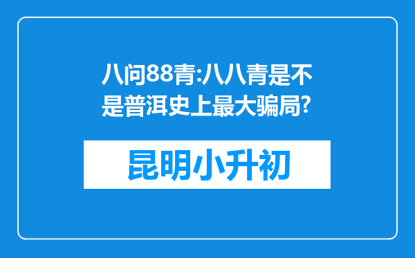 八问88青:八八青是不是普洱史上最大骗局?