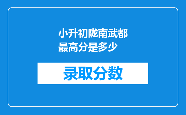 小升初陇南武都最高分是多少