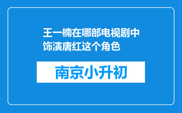 王一楠在哪部电视剧中饰演唐红这个角色