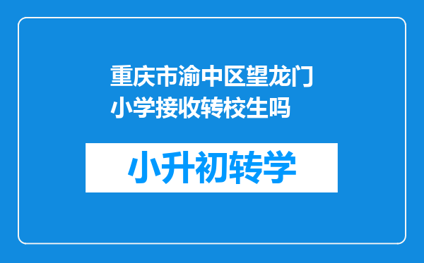 重庆市渝中区望龙门小学接收转校生吗