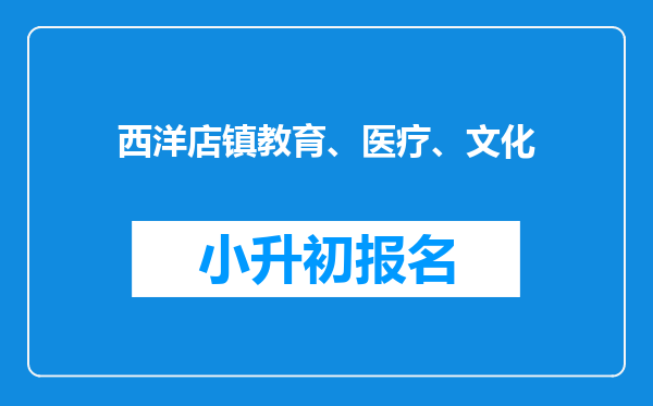 西洋店镇教育、医疗、文化