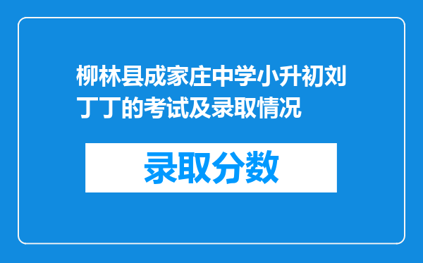 柳林县成家庄中学小升初刘丁丁的考试及录取情况