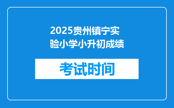 2025贵州镇宁实验小学小升初成绩