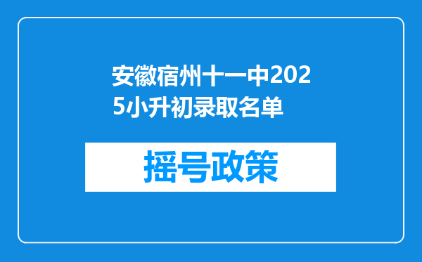 安徽宿州十一中2025小升初录取名单