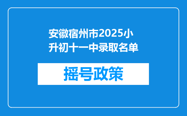 安徽宿州市2025小升初十一中录取名单