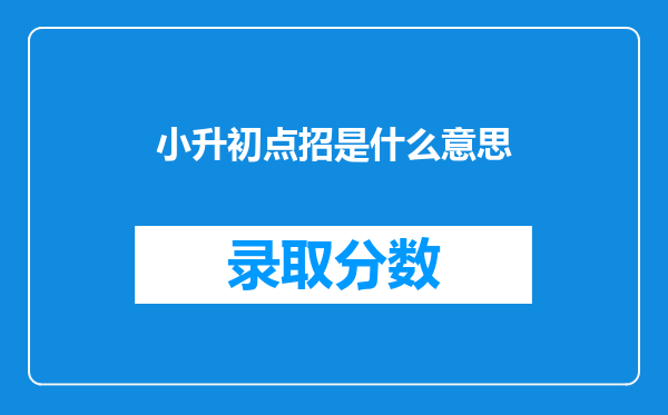 小升初点招是什么意思