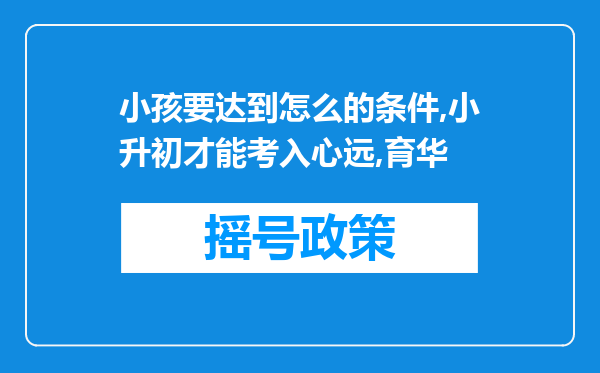 小孩要达到怎么的条件,小升初才能考入心远,育华