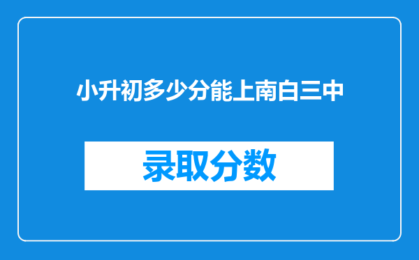 小升初多少分能上南白三中