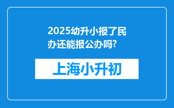 2025幼升小报了民办还能报公办吗?