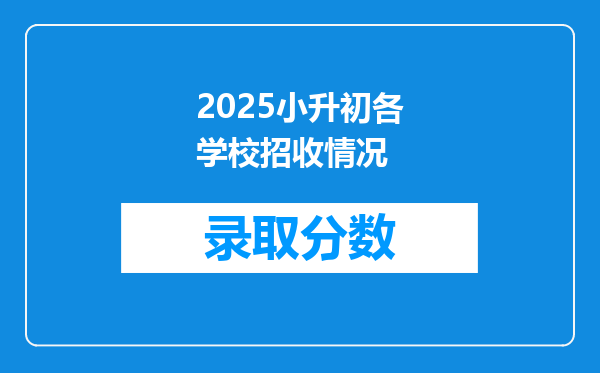 2025小升初各学校招收情况