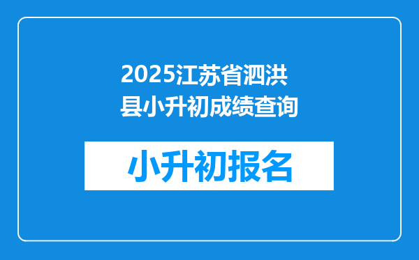 2025江苏省泗洪县小升初成绩查询