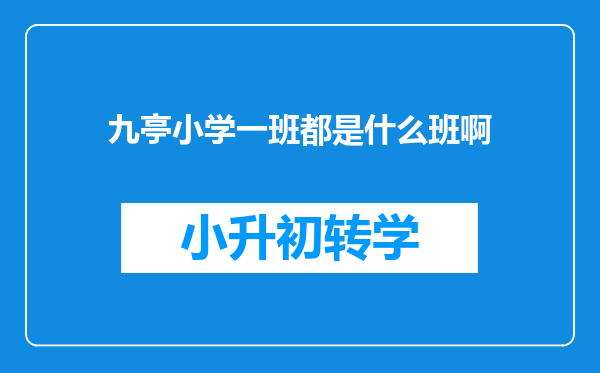 九亭小学一班都是什么班啊