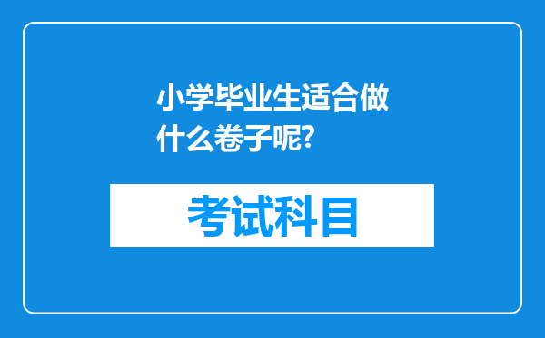 小学毕业生适合做什么卷子呢?