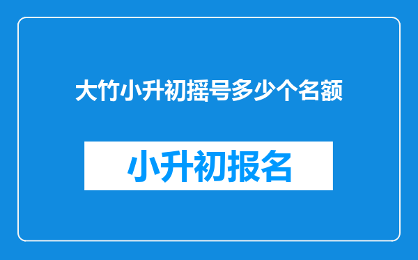 大竹小升初摇号多少个名额