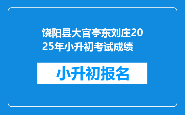 饶阳县大官亭东刘庄2025年小升初考试成绩