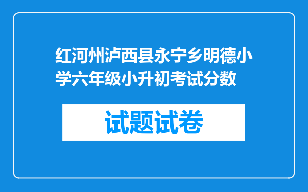 红河州泸西县永宁乡明德小学六年级小升初考试分数