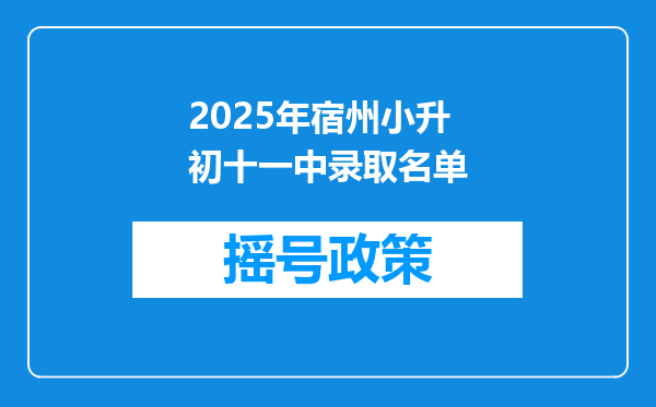 2025年宿州小升初十一中录取名单