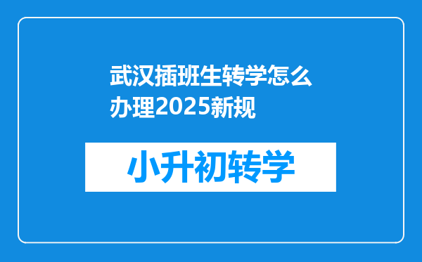 武汉插班生转学怎么办理2025新规