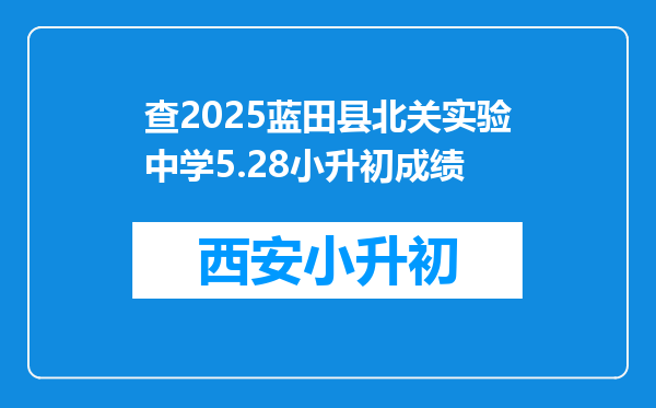 查2025蓝田县北关实验中学5.28小升初成绩