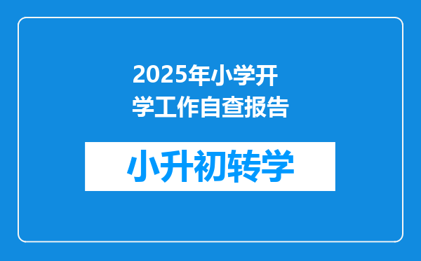 2025年小学开学工作自查报告