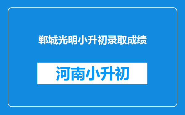 郸城光明小升初录取成绩